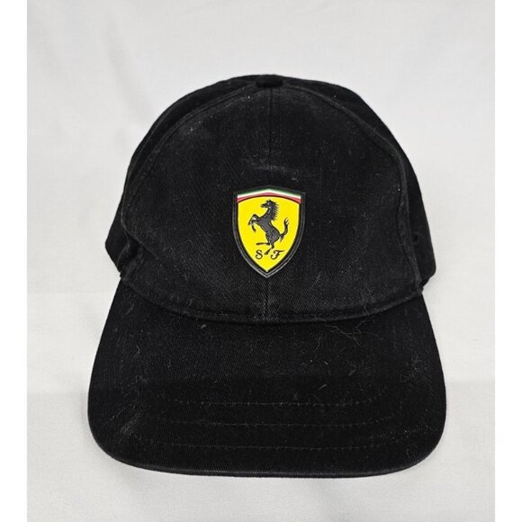 Puma SE Way 1 Ferrari Strapback Black Baseball Cap Hat Adjustable - Picture 1 of 3